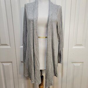 ISAAC LIEV Basic Light Gray Flowy Open Front Cardigan Top sz XL EUC Spring